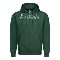Sports Green groovy with peace  sign flowers Zipper Hoodie - Artiststas