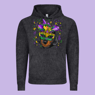 Vintage Hoodie mardi gras mask dachshund puppy