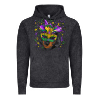 Mardi Gras Mask Dachshund Puppy Vintage Hoodie | Teevron