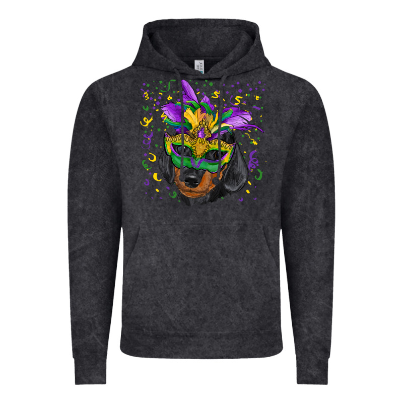 Mardi Gras Mask Dachshund Puppy Vintage Hoodie by RanaPortraitStore | Teevron