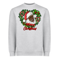 Heather Grey merry christmas african american santa with wreath Heavyweight Sweatshirt - RanaPortraitStore