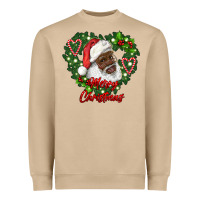Mushroom merry christmas african american santa with wreath Heavyweight Sweatshirt - RanaPortraitStore
