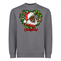 Storm merry christmas african american santa with wreath Heavyweight Sweatshirt - RanaPortraitStore