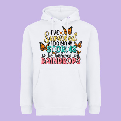 I Have Survived Too Many Storms To Be Bothered By Raindrops Malia Heavyweight Hoodie Designed By Maliassmallbusiness