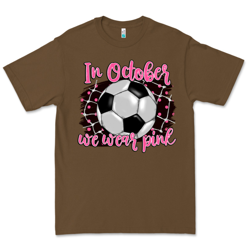 In October We Wear Pink Soccer Premium Tee by BarkalooDesign | Teevron