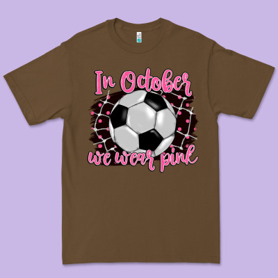 In October We Wear Pink Soccer Premium Tee Designed By Barkaloodesign