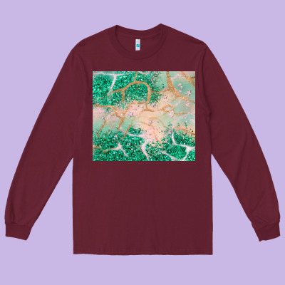 Green Glitter Long Sleeve Tee Designed By Jahusdesignshop