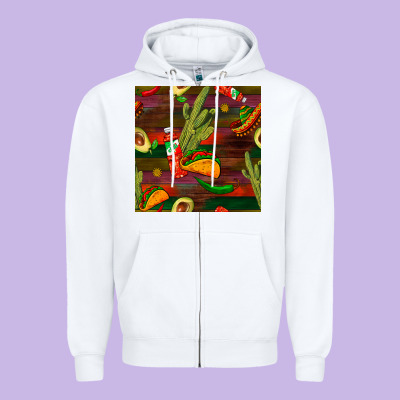 Mexican Food Seamless Pattern Zipper Hoodie Designed By Bundleandbundleshop