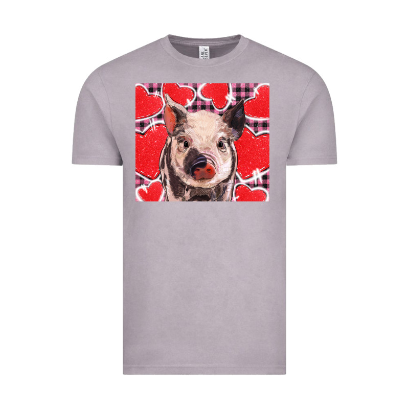 Valentine's Day Glitter Hearts Pig Vintage Tee by BarkalooDesign | Teevron