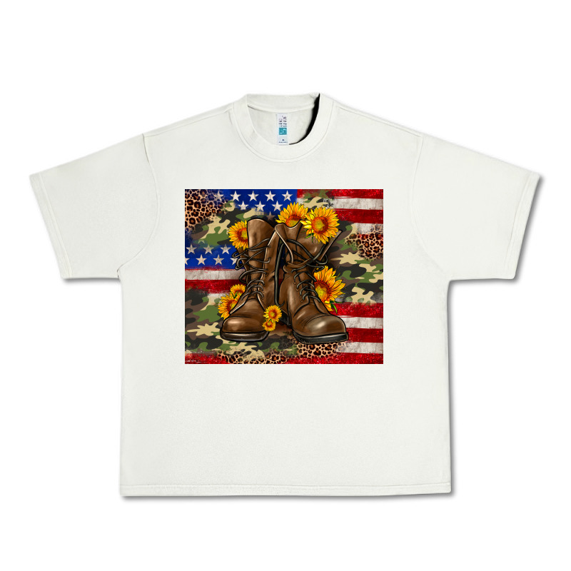 Army Usa Lag Leopard Camouflage Sunflower 20oz Urban Heavy Tee by Neo Western | Teevron