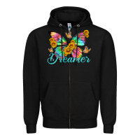 Black dreamer with Butterfly and sunflowers Zipper Hoodie - Artiststas
