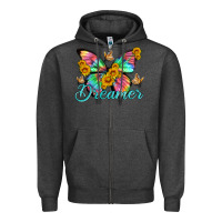 Charcoal Heather dreamer with Butterfly and sunflowers Zipper Hoodie - Artiststas