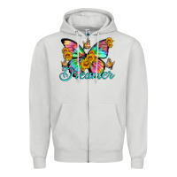 Dove Grey dreamer with Butterfly and sunflowers Zipper Hoodie - Artiststas