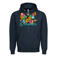 Navy dreamer with Butterfly and sunflowers Zipper Hoodie - Artiststas