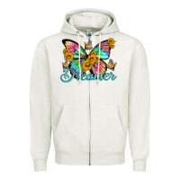 Oatmeal Heather dreamer with Butterfly and sunflowers Zipper Hoodie - Artiststas