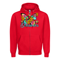 Red dreamer with Butterfly and sunflowers Zipper Hoodie - Artiststas