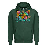 Sports Green dreamer with Butterfly and sunflowers Zipper Hoodie - Artiststas