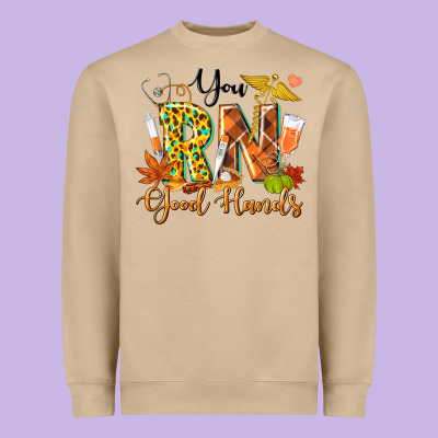 You Rn Good Hands Fall Heavyweight Sweatshirt Designed By Texasbilliewilder