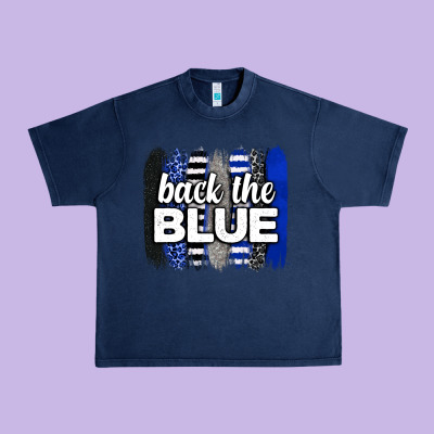 Back The Blue Brushstrokes Urban Heavy Tee Designed By Neo Western