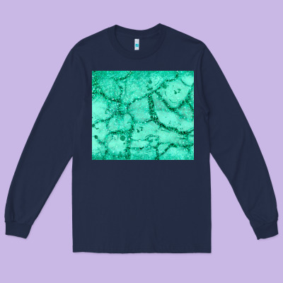 Green Glitter Long Sleeve Tee Designed By Jahusdesignshop