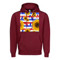 Burgundy patriotic sunflowers Zipper Hoodie - BundleAndBundleShop