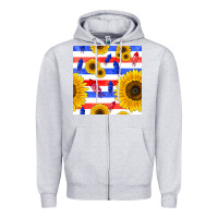 Heather Grey patriotic sunflowers Zipper Hoodie - BundleAndBundleShop