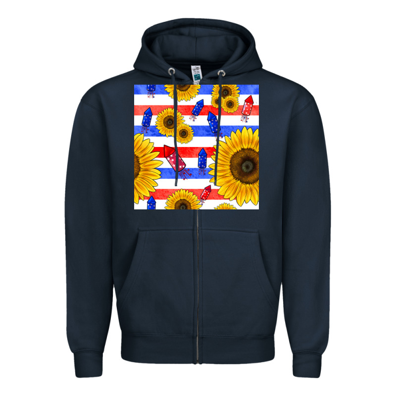 Patriotic Sunflowers Zipper Hoodie by BundleAndBundleShop | Teevron