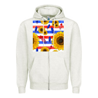 Oatmeal Heather patriotic sunflowers Zipper Hoodie - BundleAndBundleShop