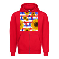 Red patriotic sunflowers Zipper Hoodie - BundleAndBundleShop