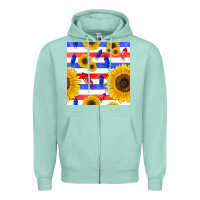 Seafoam patriotic sunflowers Zipper Hoodie - BundleAndBundleShop
