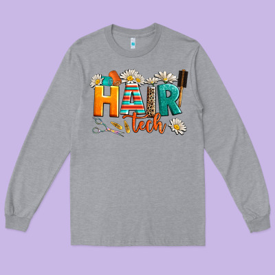 Hair Tech Long Sleeve Tee Designed By Adodesignshop