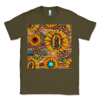 Army Green our lady of guadalupe sunflower  seamless pattern Classic Tee - JahusDesignShop
