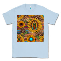Dusty Blue our lady of guadalupe sunflower  seamless pattern Classic Tee - JahusDesignShop