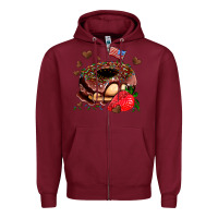 Burgundy donut strawberry and usa flag Zipper Hoodie - AdoDesignShop