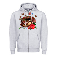 Heather Grey donut strawberry and usa flag Zipper Hoodie - AdoDesignShop