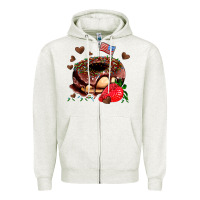 Oatmeal Heather donut strawberry and usa flag Zipper Hoodie - AdoDesignShop