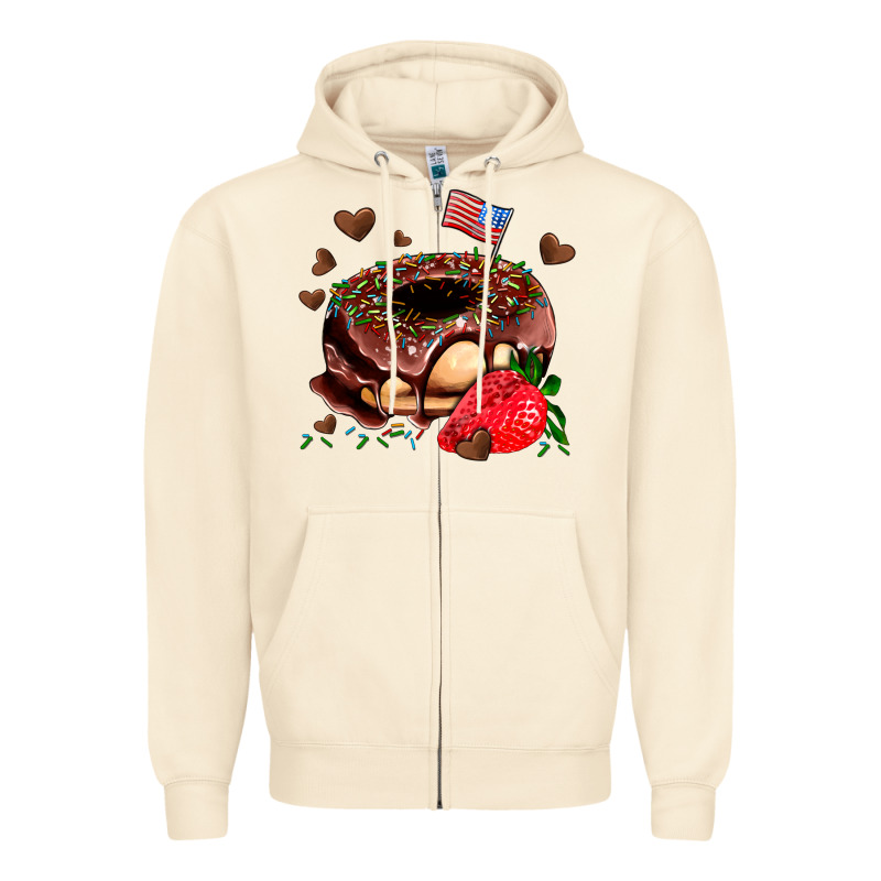Donut Strawberry And Usa Flag Zipper Hoodie by AdoDesignShop | Teevron