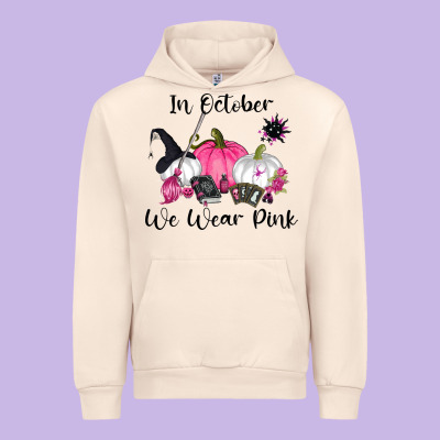 In October We Wear Pink Urban Hoodie Designed By Ranaportraitstore