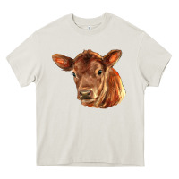 Cream red angus calf face Heavy Core Tee - LillyAllenDesigns