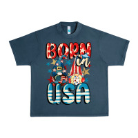 Midnight Navy Born in USA gnomes 4th of July Urban Heavy Tee - CowGirlArtShop