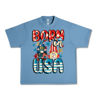 Pebble Blue Born in USA gnomes 4th of July Urban Heavy Tee - CowGirlArtShop