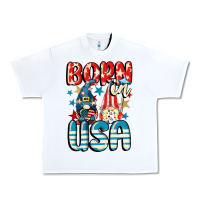 White Born in USA gnomes 4th of July Urban Heavy Tee - CowGirlArtShop