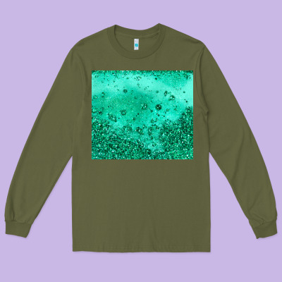 Green Glitter Long Sleeve Tee Designed By Jahusdesignshop