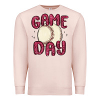 Pale Pink game day baseball Premium Sweatshirt - MaliasSmallBusiness