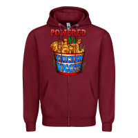 Burgundy powered by chicken nuggets Zipper Hoodie - AdoDesignShop