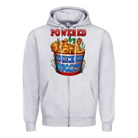 Heather Grey powered by chicken nuggets Zipper Hoodie - AdoDesignShop