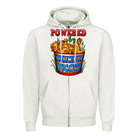 Oatmeal Heather powered by chicken nuggets Zipper Hoodie - AdoDesignShop