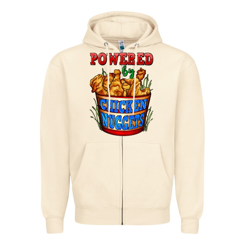Powered By Chicken Nuggets Zipper Hoodie by AdoDesignShop | Teevron