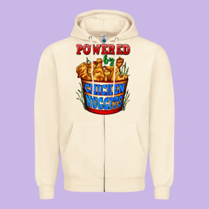 Powered By Chicken Nuggets Zipper Hoodie Designed By Adodesignshop