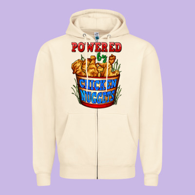 Powered By Chicken Nuggets Zipper Hoodie Designed By Adodesignshop